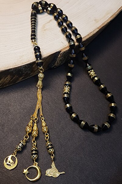 OTTOTESBİH Barley Cut Blackened Kuka Rosary Silver Tassel