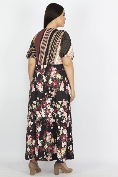 Şans Tekstil Női színes patchwork mintás becsomagolt ruha 26a24520