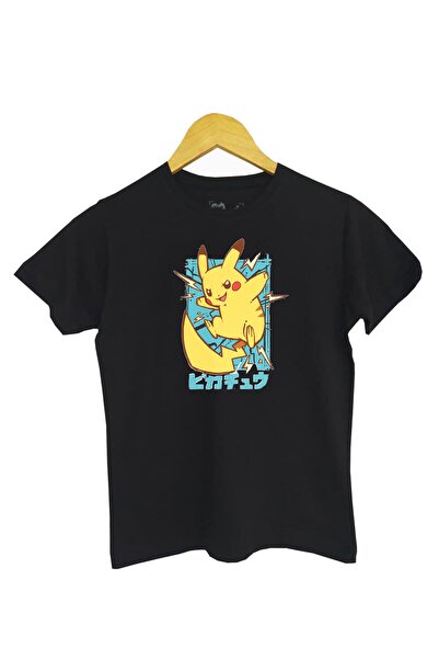 Raf Coll Dječja crna Pleteno majica Pikacu anime Digitalna štampa paket