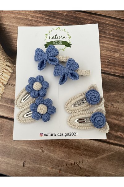 NATURA DESİGN Knitted Snap and Clip 6-Piece Buckle Set