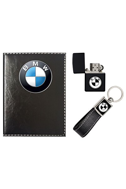 promosyon denizi Bmw Logolu Siyah Ruhsat Kabı - Anahtarlık Ve Çakmak