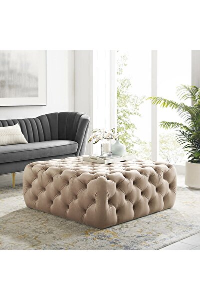 DeccoStil Kapitoneli Kare Puf/bench/orta Sehpa 60*60 Cm Yükseklik 40 Cm