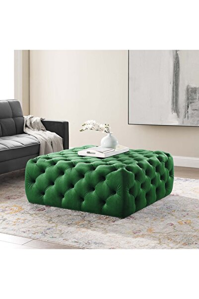DeccoStil Kapitoneli Kare Puf/bench/orta Sehpa 60*60 Cm Yükseklik 40 Cm