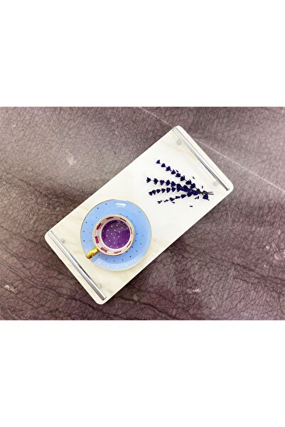 Modestmar Doğal Mermer Sunum Tepsiisi 15x30 Gümüş Slim