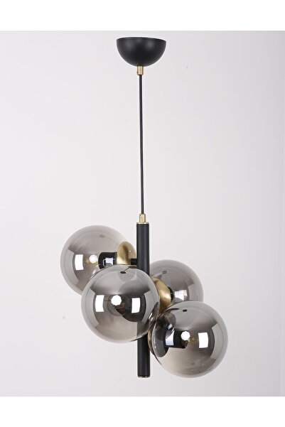 MŞ Aydınlatma Forte Siyah Eskitme Füme Camlı Avize