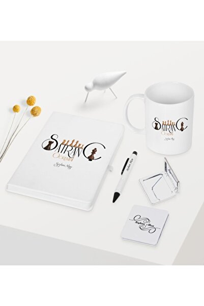 Bk Gift Kişiye Özel Satranç Öğretmeni Temalı Beyaz Defter Kalem Kupa Ayna Seti