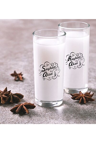 BK Kişiye Özel Renkli Baskılı Isimli Ikili Rakı Bardağı Seti-7