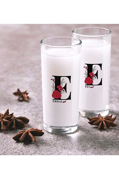 BK Kişiye Özel Renkli Baskılı Harfli Ikili Rakı Bardağı Seti-6