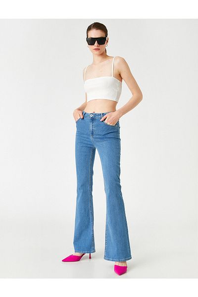 Koton Slim Fit High Waist Flared Leg Jeans - Victoria Jean