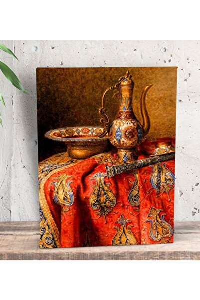 Bk Gift Gift Osmanlı Ibrik Tasarımlı Dekoratif Mini Kanvas Tablo 15x20cm-1