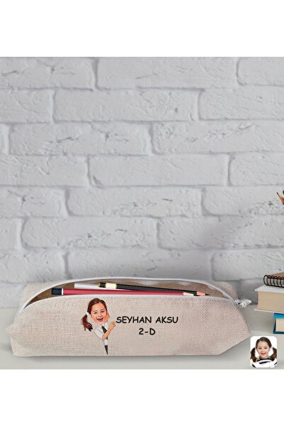 Bk Gift Çocuklara Özel Kız Ilkokul Öğrenci Karikatürlü Keten Bez Kalemlik-3