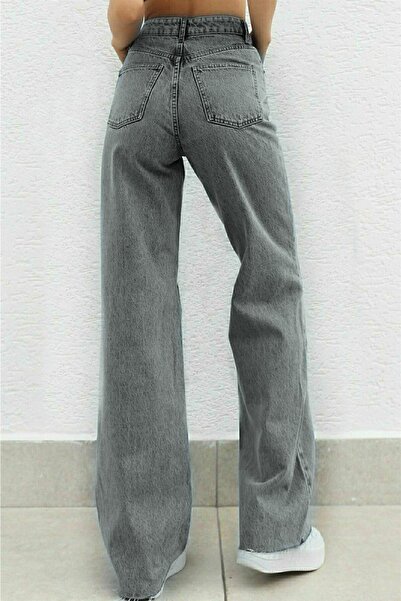 Livik Lycra 90's Women's Smoked Snow Super High Waist Loose Leg Denim Jeans Palazzo Pants