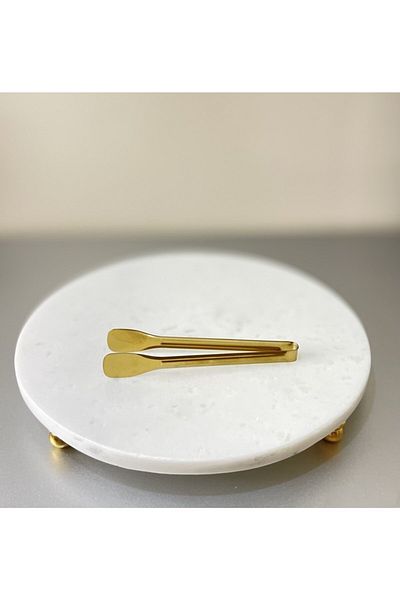 DMR LİFE Gold Gold Steel Sugar Tongs 1 Piece (Patterned)