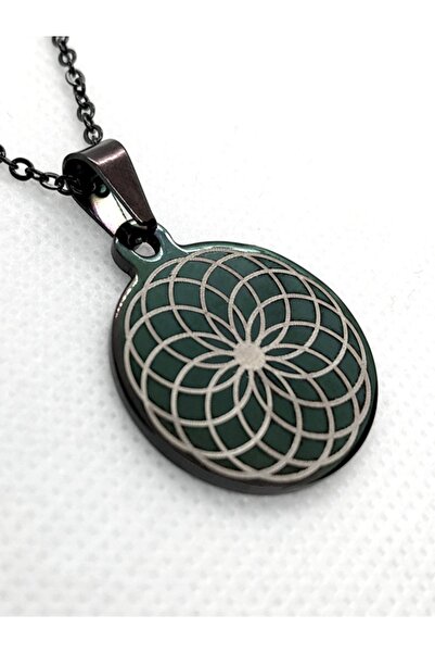Torus Symbol Tintless Steel Necklace Black