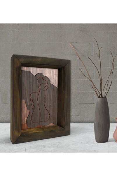 Bk Gift هدية نسائية بإطار من الخشب الصلب الطبيعي المزخرف بتصميم خط 15x20 سم-2