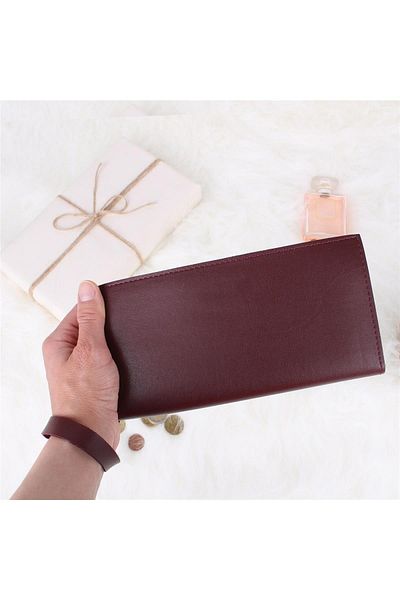 Bagacar Vr715 Claret Red Faux Leather Women's Wallet and Hand Portfolio