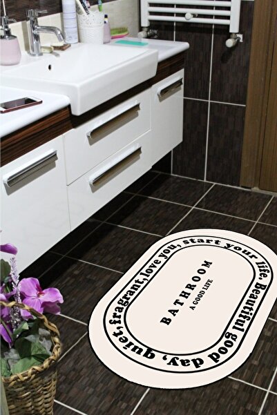 eco concept Kaymaz Taban, Bathroom Yazılı, Desenli Yazılı Banyo Paspası, Deko...