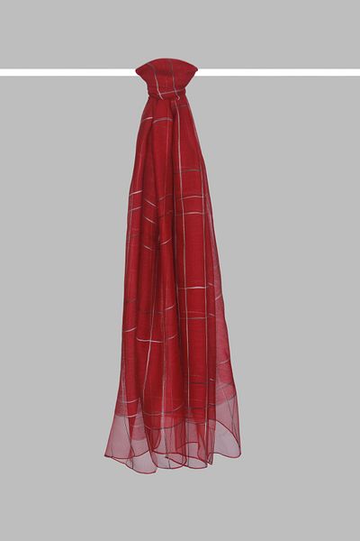ARMANDA Felicia Model Silk Viscose Mixed Plaid Shawl