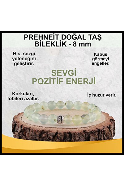 OSMANLI DEĞERLİ TAŞ Certified Prehneite Natural Stone Bracelet 8 Mm - B877