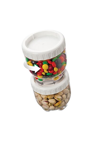 Yetkin Home 2 Adet Plastik Kuruyemiş Bakliyat Saklama Kabı Kavanoz Kilit Meka...