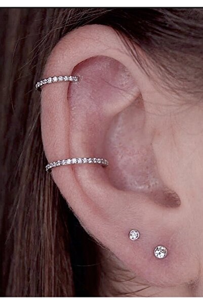 Arescollection 16g Titanium Zirkon Taşlı Helix Tragus Rook Daith Piercing