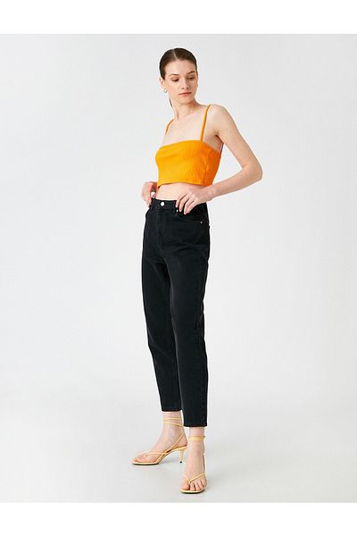 Koton Relaxed Cut High Waist Slim Leg Jeans with Elastic Waist - Baggy Jean