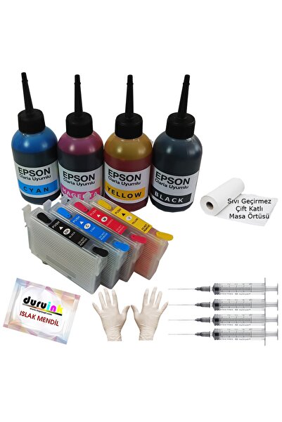 Duruink Epson Sx218 Sx400 Sx405 Uyumlu Kolay Dolan Kartuş+4x100ml Mürekkep 4 ...