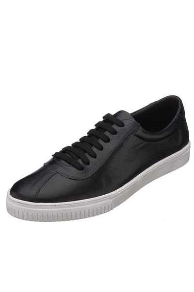 İriadam Kaan-05 Black Calf Leather Large Size Comfortable Wide Fit Stylish New Season Leather Sports Shoes