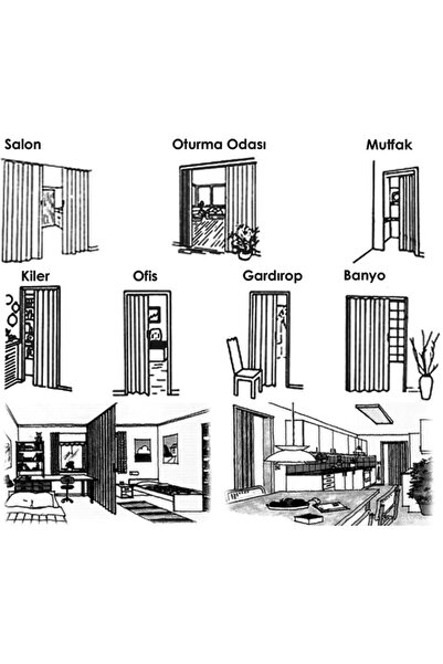 DEKORAKS Beyaz 3 Sıra Camlı Akordeon Kapı 72x200cm