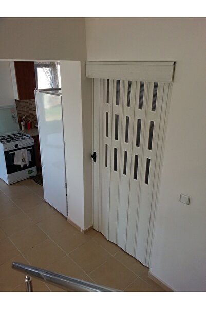 DEKORAKS Beyaz Camlı Akordiyon Kapı 87x200 cm 3 Sıra