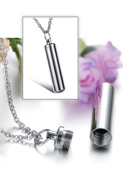 abbsee Titanyum Çelik Hatıra Tüpü Ilaç Not Obje Saklama Kolyesi Kutusu Cevşen...