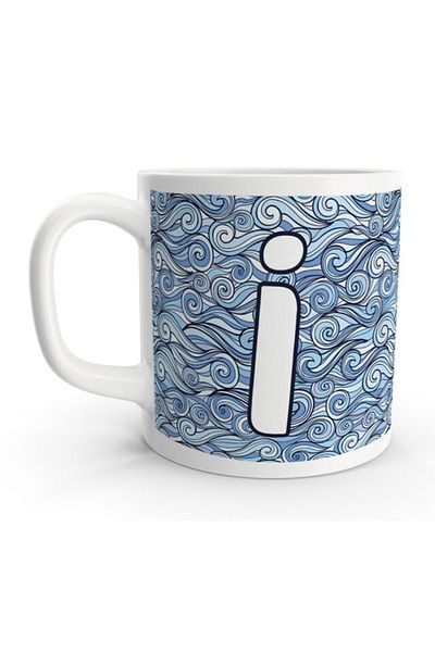 Rock'n Fox Letter I Sea Wave Patterned Sailor Design Letter Mug