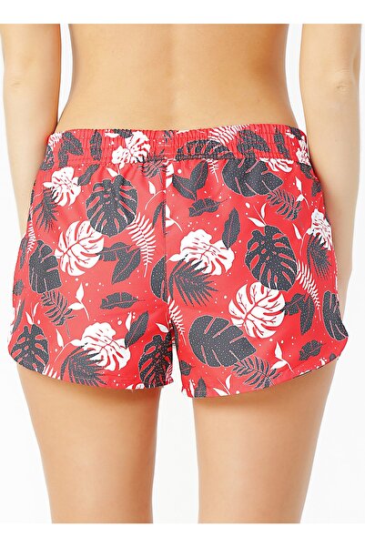 LİMON COMPANY Kadın Kırmızı Çiçek Desenli Deniz Şortu