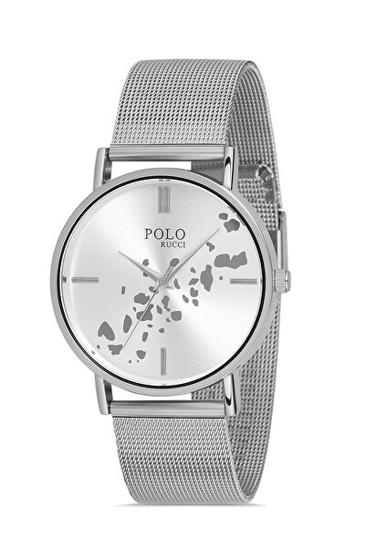 POLO Rucci ساعة يد رجالية معدنية مع حزام شبكي