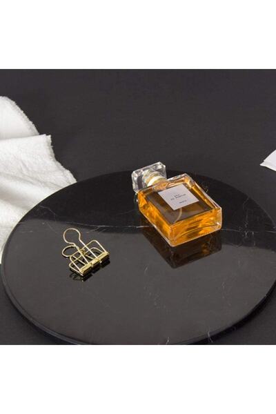 Sümeyra Marble Art Nero Marquina - Black Round Marble Presentation Tray | 30cm |