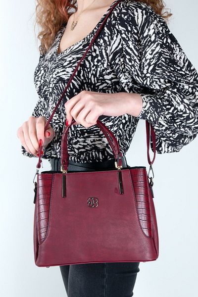 HAKKAN ÇANTA Dm-1243& Nubuck Women's Hand and Shoulder Strap Bag Claret Red