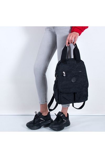 MEGA 260 Crinkle Fabric Backpack and Handbag Black