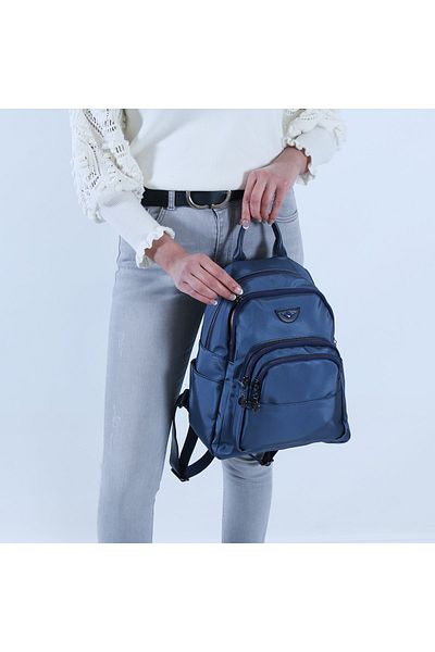 MEGA 613 Satin Women's Backpack Navy Blue