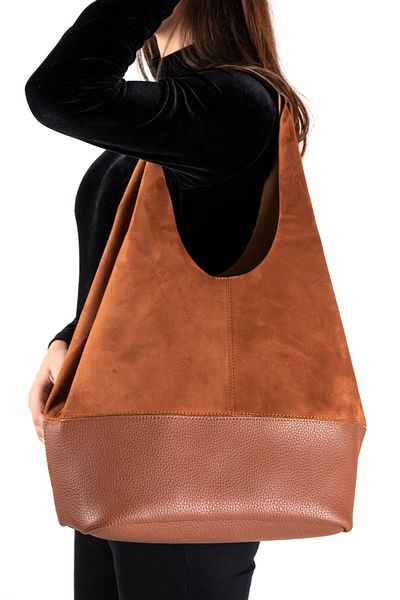 Nas Bag Nas 1096 Suede Women's Shoulder and Crossbody Bag Brown