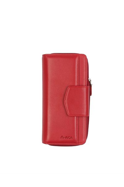 Aka Deri 428 100% Genuine Leather Women's Wallet Red