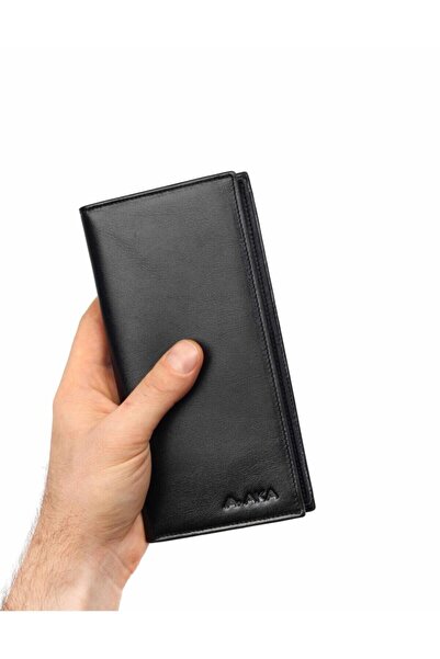 Aka Deri 810 100% Genuine Leather Unisex Wallet Black