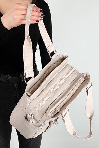MEGA Women's Klinkir Fabric Shoulder Strap Bag Cream 267