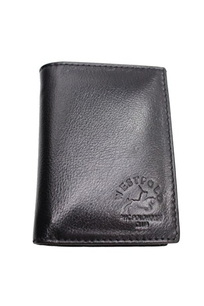 WEST POLO CÜZDAN West Polo 616 Дикий натуральний шкіряний прозорий гаманець/портмоне Чорний