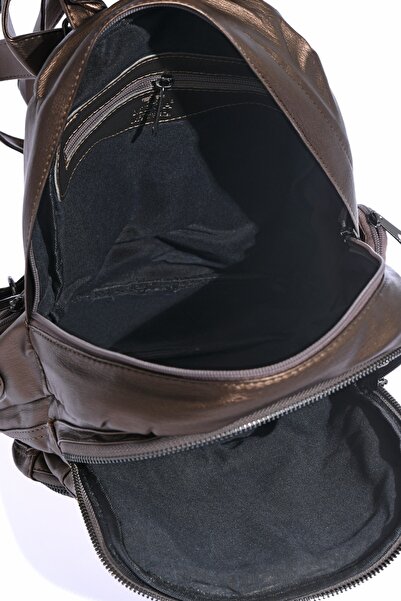 By Hakan Mega-505 Washing Leather Women Backpack Bag Copper