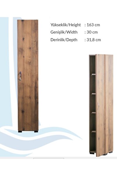 IRMAK MOBİLYA Tek Kapaklı 5 Raflı Çok Amaçlı Banyo Mutfak Kiler Dolabı Tek Kapılı Beyaz Erzak Dolabı