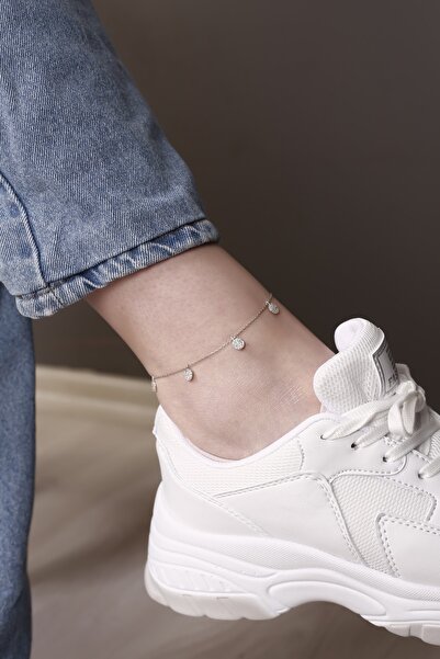 Lia Berto Zirkon Taşlı Pullar 925 Gümüş Halhal