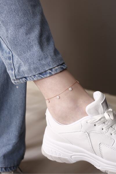 Lia Berto Rose Zirkon Taşlı Pullar 925 Gümüş Halhal