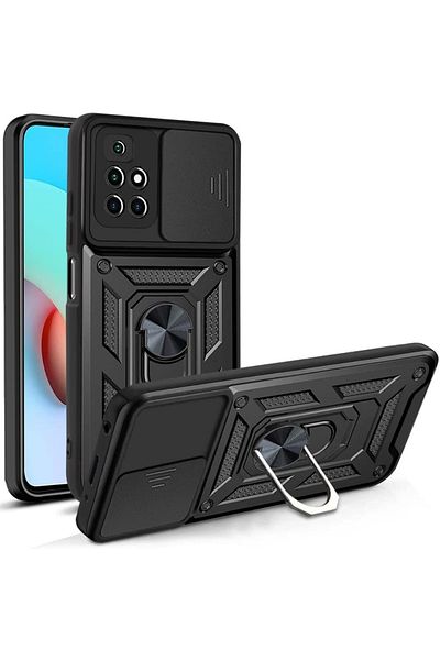Fibaks حافظة متوافقة مع هاتف Xiaomi Redmi 10 2022 مع درع خزان مدرع لحماية الكاميرا مع حلقة منزلقة