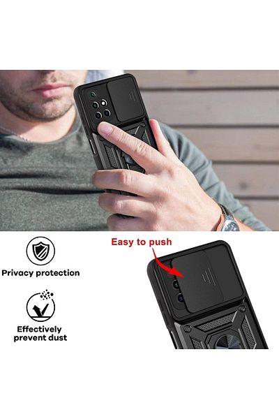 Fibaks حافظة متوافقة مع هاتف Xiaomi Redmi 10 2022 مع درع خزان مدرع لحماية الكاميرا مع حلقة منزلقة