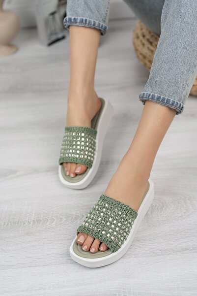 Freemax Γυναικείες Εγγυημένες Πέτρινες Λεπτομερείς Παντόφλες Casual 2022.2040 Mint